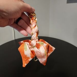 NWOT - Elegant Orange Braided Keychain With Bow